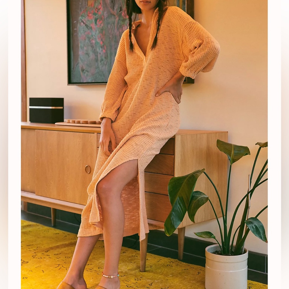 Free People Peach Maxi Shirt Dress